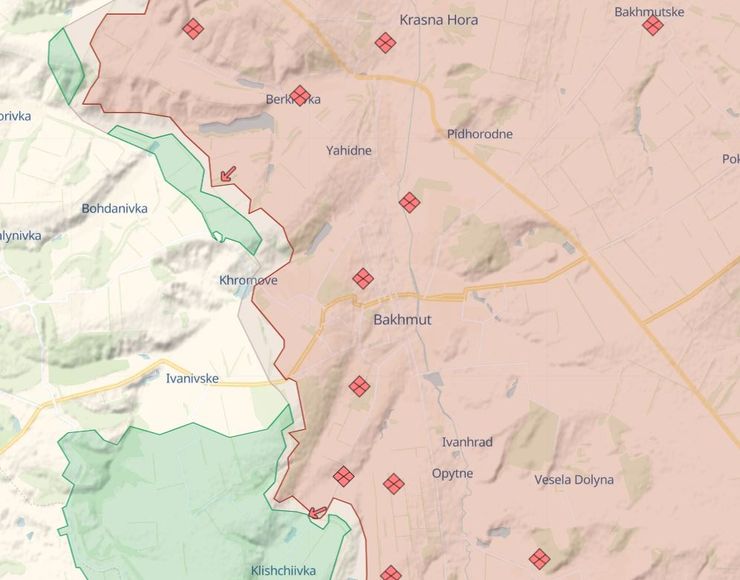 Бахмут, бои, война, карта