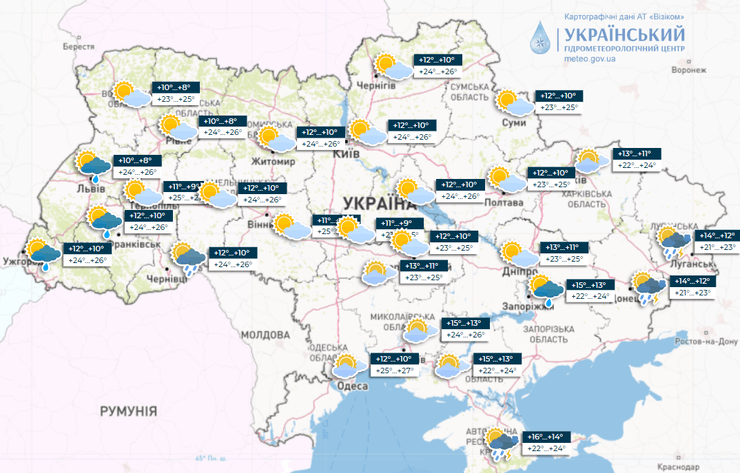 карта погоди, 1 червня