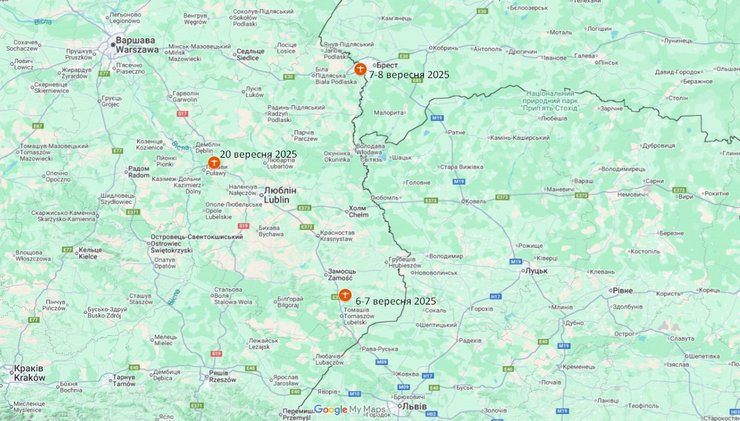 Дрони у Польщі виявили у Люблінському воєводстві