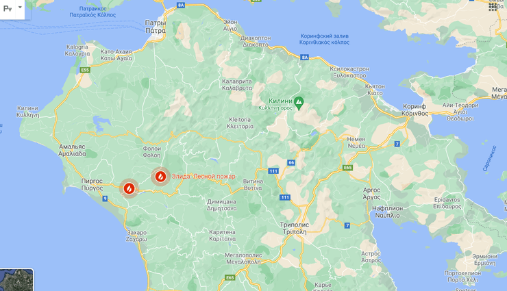 карта, греция, очаги пожара, пожары в Греции