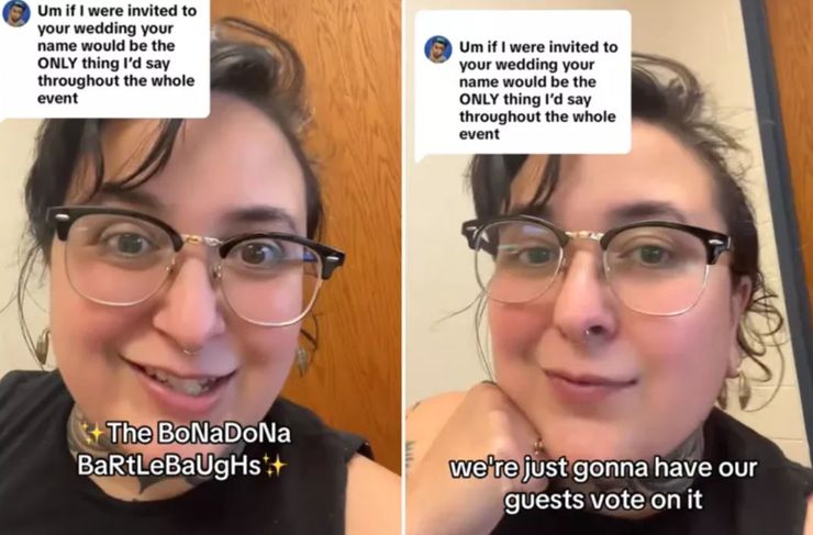 Смена фамилии после бракосочетания, невеста предложила принять в этом участие гостям на свадьбе, курьезы, приколы