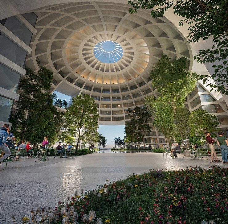 дом, шар, архитектура, небоскреб, магазины