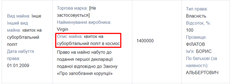 Филатов, билет в космос, космос, мэр днепра, космос