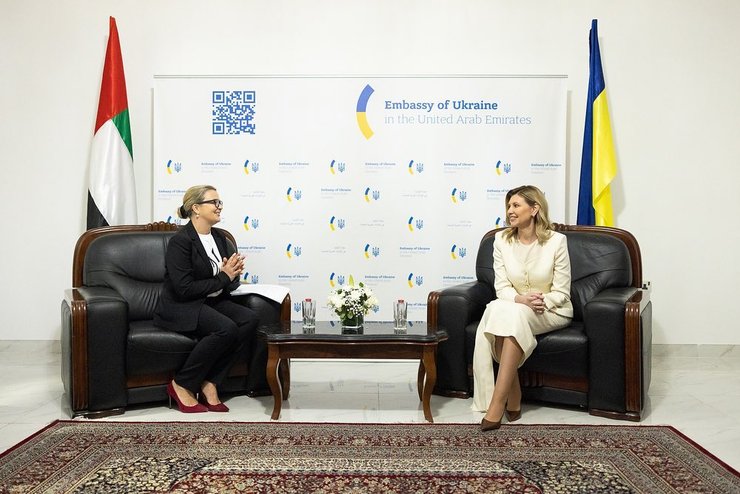 Елена Зеленская, ОАЭ, визит в оаэ, образы зеленской, модные выходы зеленской, первая леди украины, шейх Мухаммад бин Заид Аль Нахайян