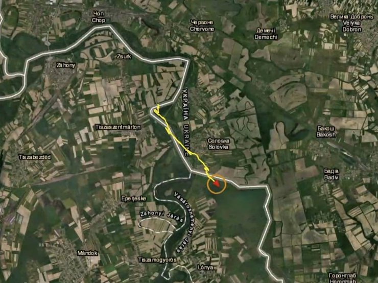 Траектория венгерского дрона в Украине