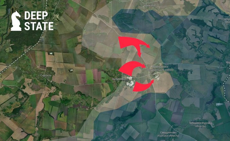 Карта боевых действий возле села Новоивановка в Курской области