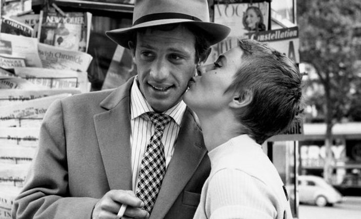 Жан-Поль Бельмондо и Джин Сиберт в фильме "На последнем дыхании"