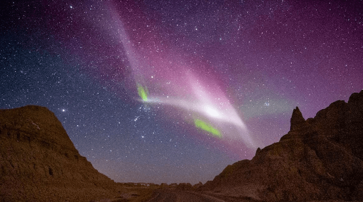 Steve, явление, небо, атсмосферное явление, дорога, горы,