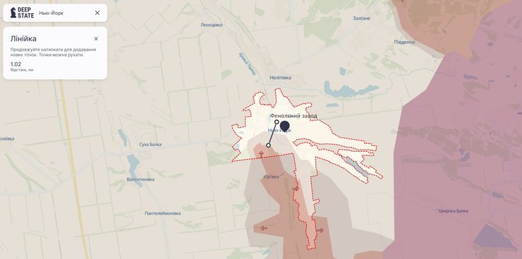 Бої на сході, Нью-Йорк, фенольний завод, 11 липня, карта