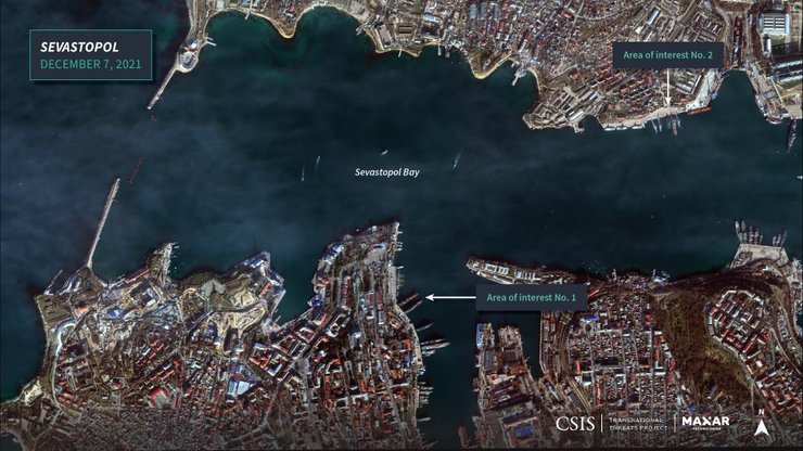 знімок з космосу, Севастопольська бухта, крим