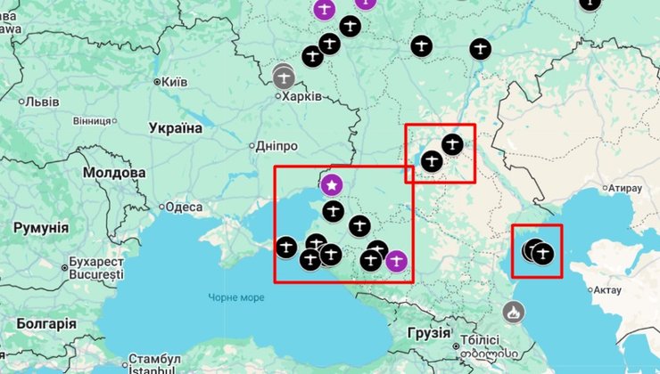 Карта атак дронов на юг РФ в марте 2026 года