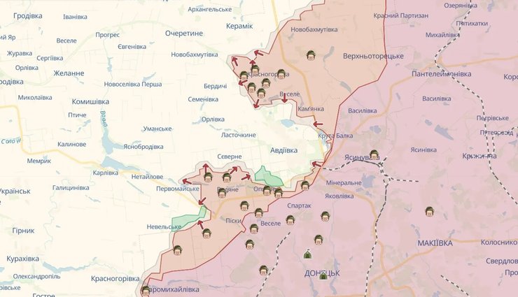Ситуация на Авдеевском направлении. Карта Deepstate