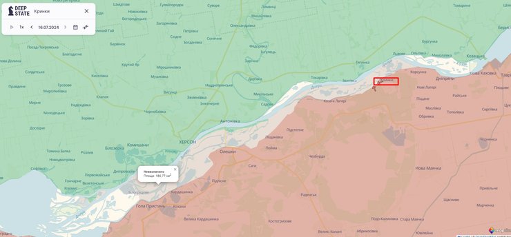 Бои на юге, Крынки, карта, 17 июля
