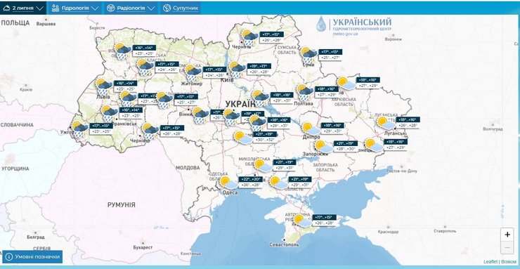 погода, карта, 2 липня, дощі