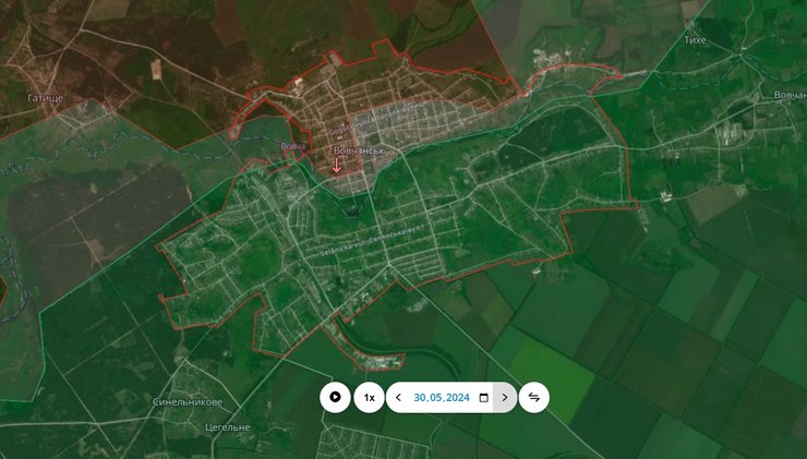 Бої у Вовчанську, 30 травня, бої, карта