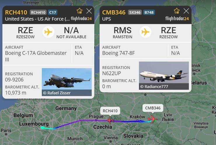 Воздушный мост, Жешув, поставки военной помощи