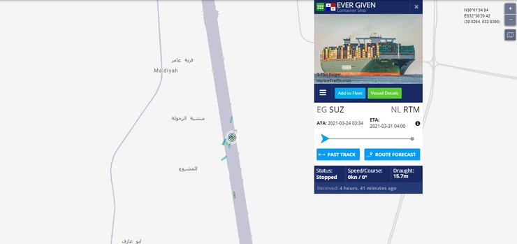 Суэцкий канал, корабль, контейнеровоз, мель, судоходство, блокирование,