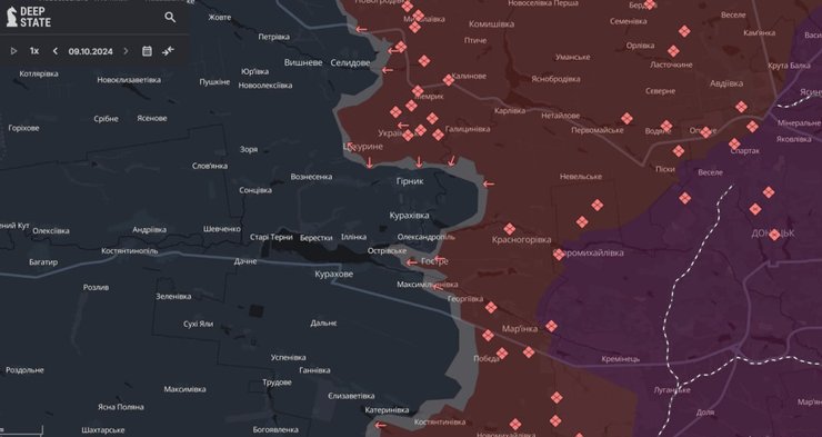 Карта боев на Кураховском направлении