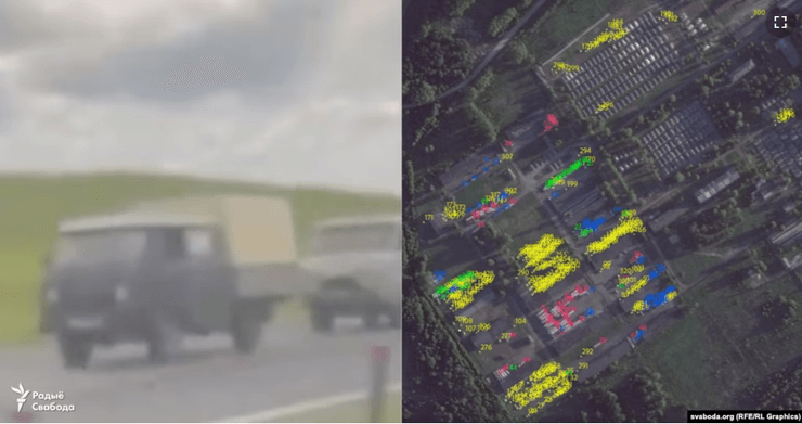 колона вагнерівців в Білорусі, супутниковий знімок табору під Осиповичами