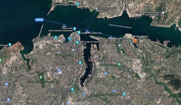 Взрывы в Крыму, бухта, Севастополь, ВДК, пот, Килен-бухта, карта, 6 августа