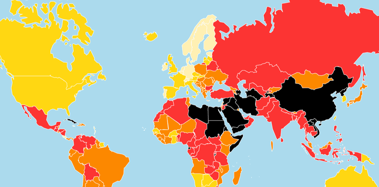 Уровень свободы прессы в разных странах