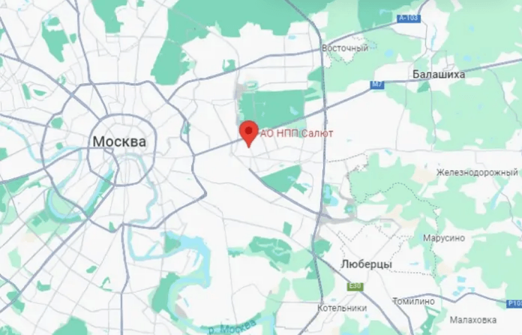 карта, где расположен завод Салют