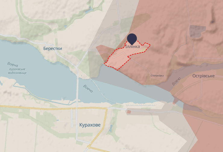 Ильинка, оккупация Ильинки, Покровское направление, Кураховское направление, карта боевых действий, Донецкая область