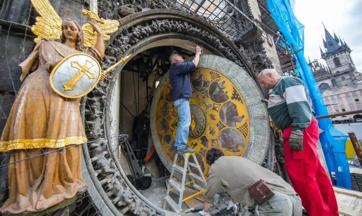 пражские куранты реставрация, пражские куранты, реставрация