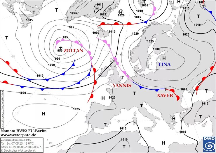 синоптическая карта, 8 мая
