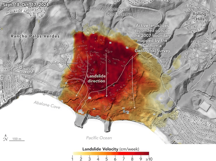 Полуостров Палос-Вердес, дом на берегу, Калифорния, оползень, прибрежный поселок, дома окажутся в океане, берег рухнет,