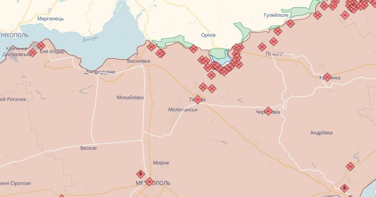 Мелитопольское направление, карта боевых действий