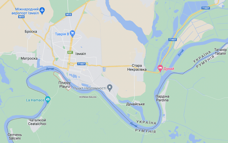 Румыния, Украина, Плауру, карта, Измаил на карте, Измаил карта, Измаил карта