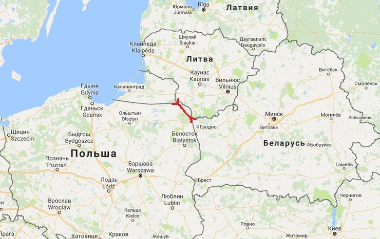 Сувальський коридор на кордоні Білорусі та Литви