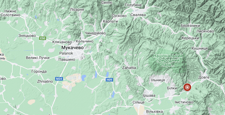 Землетрясение, карта, карта, Закарпатская область, Иршава