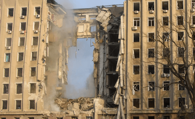 Николаевская ОГА, ракеты, обстрел Николаева