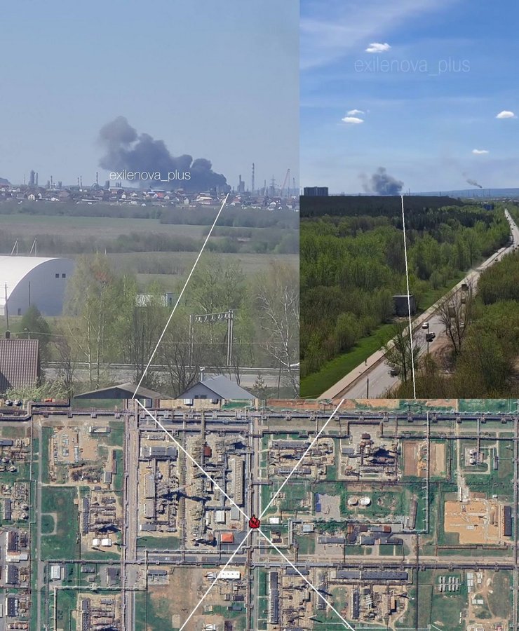 геолокція влучань на Пермнефтеоргсинтез 7 травня