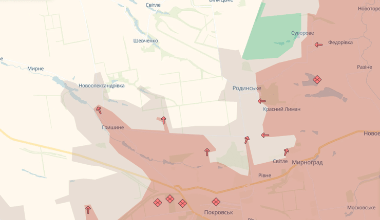 Просування російських окупантів біля Родинського