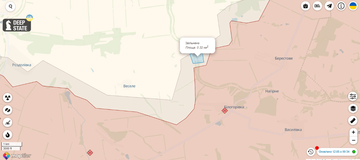 Захваченная позиция оккупантов в районе Соледара