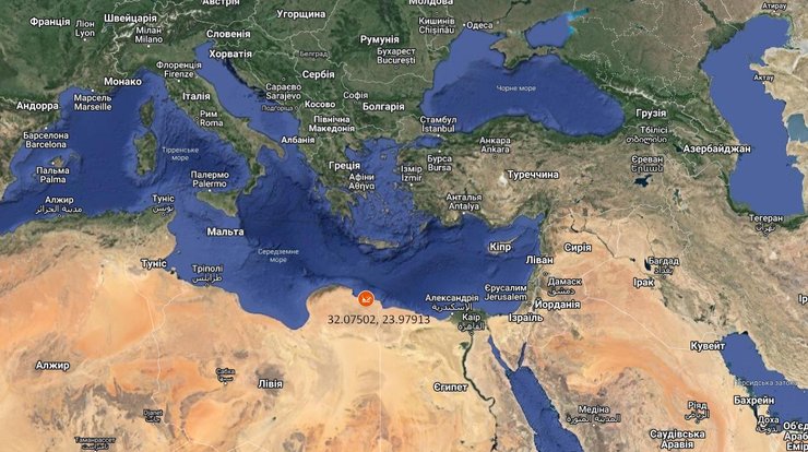 Флот РФ, порт Тобрук, порт Ливия, карта