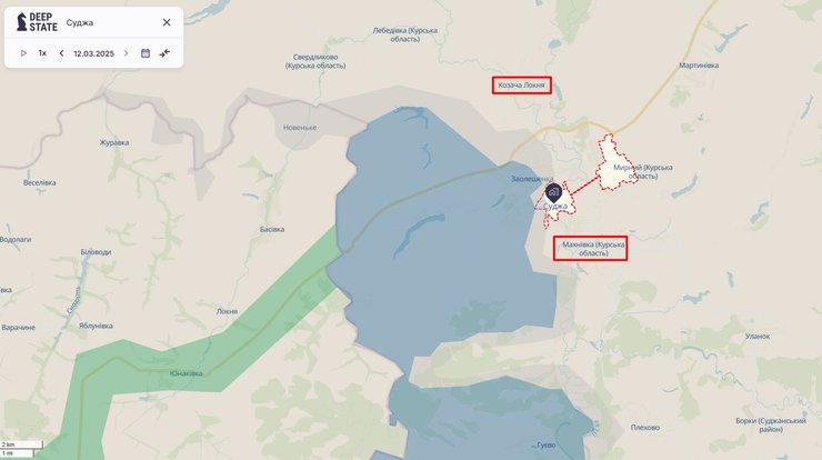 Бои в Курской области, суджа, карта, 12 марта
