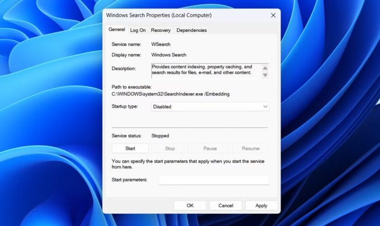 Вимкнення індексації пошуку в Windows