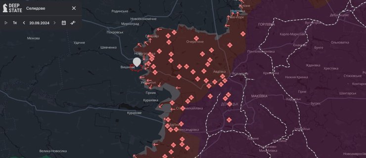 Карта боев в Донецкой области DeepState