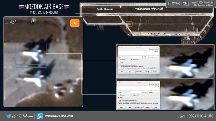 Аеродром "Моздок" станом на 11 січня 2024 року, джерело — MT_Anderson