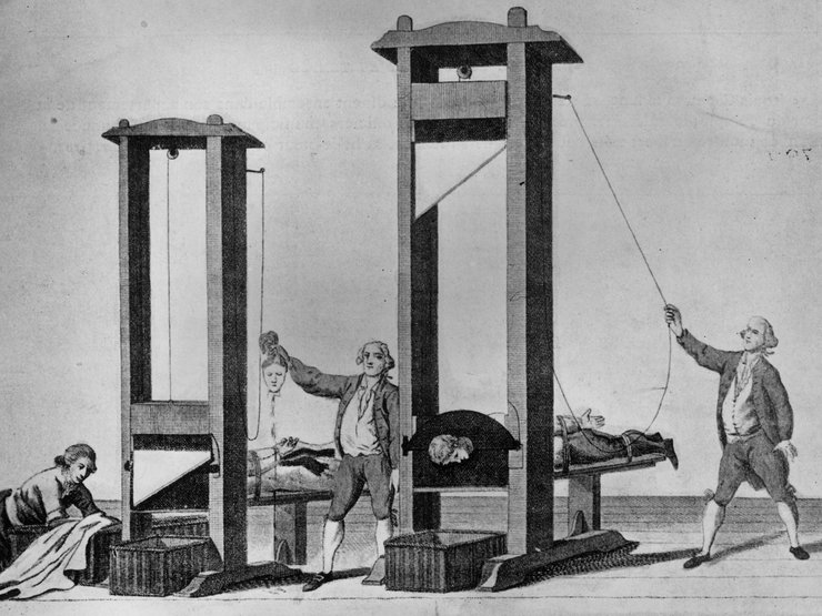 гильотина, люди, головы, рисунок