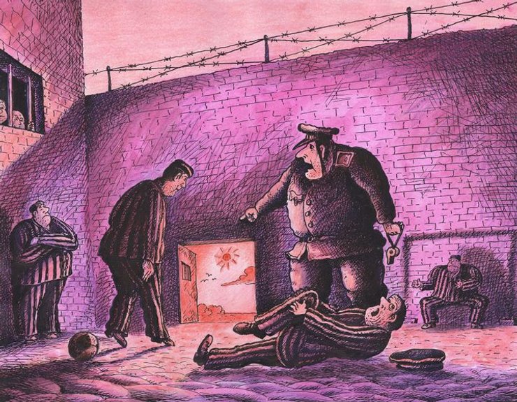 владимир казаневский, карикатура, тюремный футбол