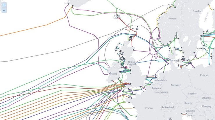 Підводні кабелі Інтернет, оптоволокно європа, оптоволокно Балтійське море
