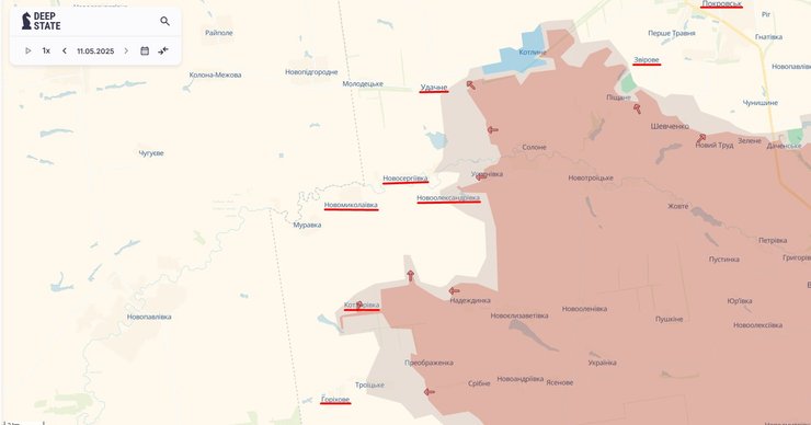 Наступ РФ, Покровськ, 12 травня, карта, DeepState