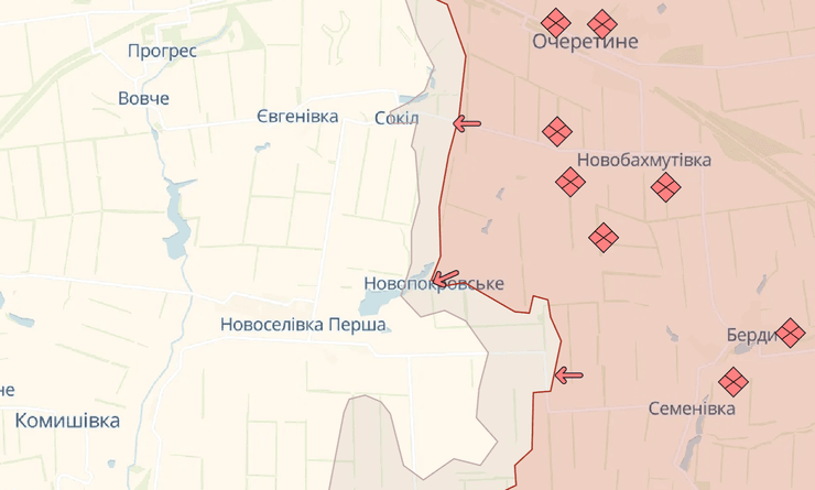 Карта боевых действий в Донецкой области