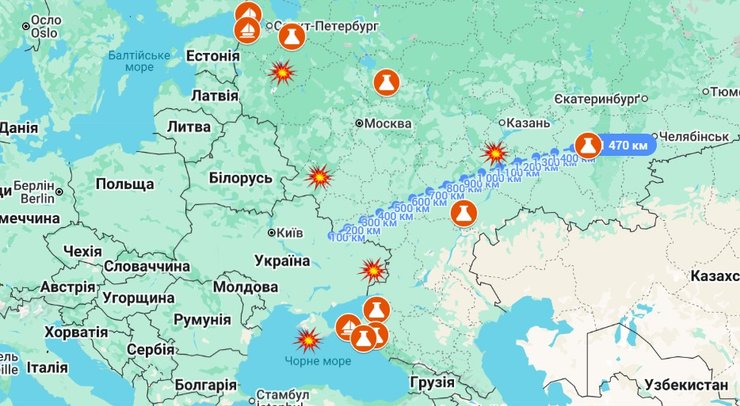 Данные о геоорафии мартовских атак дронов ВСУ, 2026