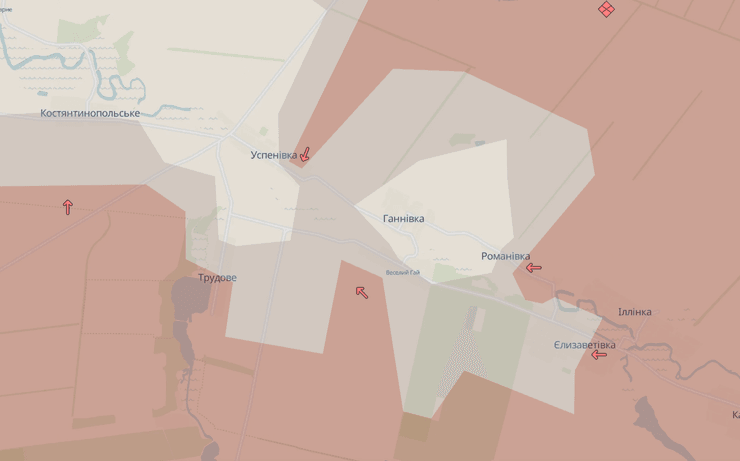 наступление ВС РФ, Кураховское направление, Успеновка, Дальнее, Трудовое, Курахово, наступление на Донбассе, карта, DeepState